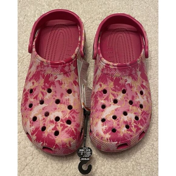 Crocs Unisex-Adult Classic Tie Dye Clogs pink multi‎ M9/W11 New With Tags - Picture 1 of 6